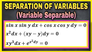 🔵08  First Order Separable Differential Equations 1  Methods of Solving Differential Equations [upl. by Nnylyt744]