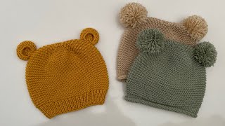 Kulaklı bebek beresi anlatımı  kolay örgü bere yapımı  6ay1 yaş uyumlu baby beanie with ears [upl. by Conni303]