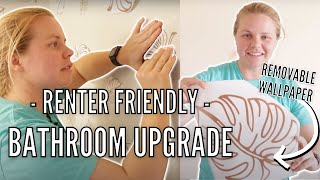 2023 Renter Friendly Decor HACK  createyourown removable wallpaper  Apartment Bathroom Upgrade [upl. by Wan]