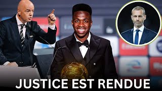 🚨 JUSTICE LUEFA ADMET SON ERREUR  ORDONNE DE DONNER LE BALLON DOR A VINICIUS JUNIOR AUJOURDHUI [upl. by Aubrette67]