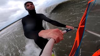 Windsurfing Storm Ciaran  Down the line with 50 knots [upl. by Hardej672]