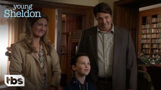 Young Sheldon Sheldon’s Parents Recount Meeting Dr Douglas Season 1 Episode 10 Clip  TBS [upl. by Pitzer783]