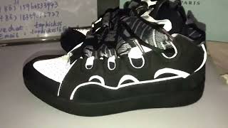 LANVIN Curb Suede Trim Sneakers Black Grey 3M Review from Topkickss [upl. by Annovoj]