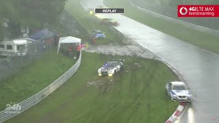 24H Nürburgring Nordschleife 2016  UnwetterChaos  Regen amp Hagel bis Rennabbruch [upl. by Sukramed]