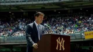 Tino Martinez addresses the crowd at Yankee Stadium after induction into Monument Park [upl. by Anavoj]