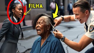 POLICIAL racista CORTA cabelo de IDOSA NEGRA  Ele fica em CHOQUE ao saber que a FILHA dela É JUÍZA [upl. by Ynohtn]