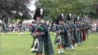 Drum Majors lead Ballater Pipe Band marching display after 2023 Ballater Highland Games [upl. by Andree]