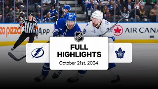 Lightning at Maple Leafs  October 21 2024  NHL Full Game Highlights [upl. by Martelli]