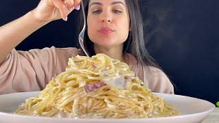 CREAMY BACON SPAGHETTI  ASMR  MUKBANG  EATING SOUNDS [upl. by Lunetta144]