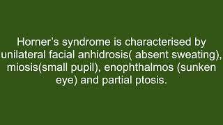 Unilateral anhidrosis of Horner’s syndrome [upl. by Emolas]