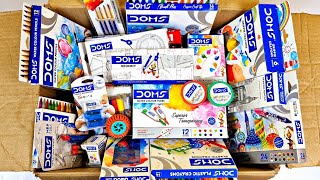 DOMS Stationery Collection🤩Geometry Oil Pastels Wax Crayon Sharpener Eraser Brush Pens Pencil [upl. by Aenat428]