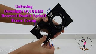 Close up view of downlight GU10 LED recessed double eyeball frame casing  Black Color Home Lighting [upl. by Syman]