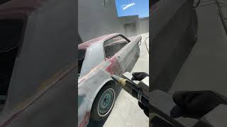 Person is sandblasting a Ford Mustang [upl. by Danica]