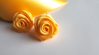 DIY絲帶玫瑰花緞帶花制作DIY Ribbon RoseSatin Ribbon Flower [upl. by Thirzi363]