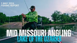 Lake of the Ozark Bass Fishing Report  1 May 2024  Fishing report  Fishing report today [upl. by Enialed]