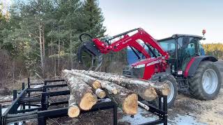 Firewood processing with Dalen 2054 and Massey ferguson 5711m [upl. by Alletse]