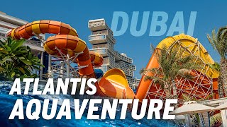 Worlds Largest Water Park Atlantis Aquaventure Dubai  Water Slides 2023 [upl. by Ateuqirne]