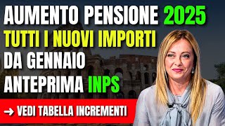 AUMENTO PENSIONI 2025 📈 TUTTI I NUOVI IMPORTI da GENNAIO ANTEPRIMA INPS ➜ VERIFICA TABELLA AUMENTI [upl. by Ennayr960]