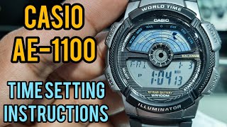 Casio Digital Watch AE1100 Time Setting Instructions  SolimBD  Watch Repair Channel [upl. by Waters]