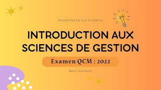 Introduction aux sciences de gestion S1  Examen QCM 2022 [upl. by Aneelahs471]