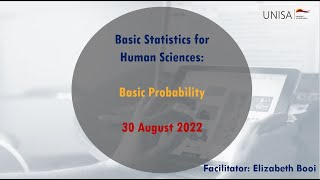 Basic Statistics in Human Sciences 30 Aug 2022  PYC3704  Probability [upl. by Pesvoh]