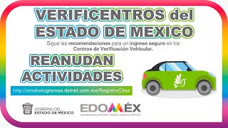 VERIFICENTROS del EDOMEX reanudan la ATENCION para la VERIFICACION VEHICULAR 2020 [upl. by Oihsoy]