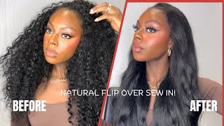 THE MOST NATURAL LOOKING CURLYSTRAIGHT FLIP OVER SEW IN [upl. by Nerra]