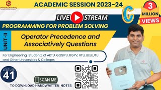 PPS41 Questions Based on Operator Precedence and Associativity in C [upl. by Coh]