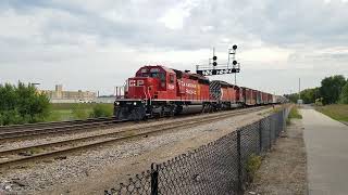 CP SD402 pair leads CPKC 247 under the searchlights in Milwaukee [upl. by Oniskey]