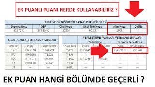 EK PUAN HANGİ BÖLÜMLERDE GEÇERLİ EK PUAN NEREDE KULLANILIR EK PUAN ALINAN BÖLÜMLERE NASIL BAKILIR [upl. by Cahan]