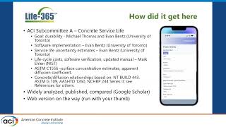 Life365 Service Life Prediction Model™ For Reinforced Concrete Exposed to Chlorides [upl. by Stacia]