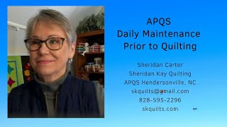 APQS Daily Maintenance prior to Quilting [upl. by Graig]