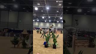 London International Horse Show Jumping Dapple Grey Horse Jumping High Edit [upl. by Ativoj]