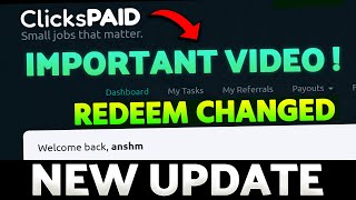 Clicks Paid Redeem Process Changed  Important Video New Update [upl. by Yeoj322]