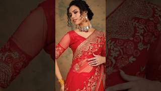 Stylesh red sarees for womansRed saree look❤️ ytshorts [upl. by Olag]