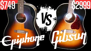 Ultimate J45 Comparison  Gibson Standard vs Gibson Original 50s vs Epiphone Inspired By Gibson [upl. by Akeem]