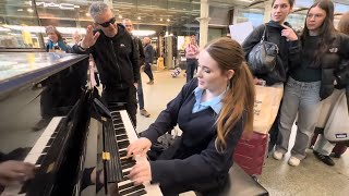 Schoolgirl Stops By The Piano On The Way Home [upl. by Victorie]