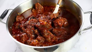 NIGERIAN GOAT MEAT STEW SMOKY GOAT MEAT PARTY STEW  SISI JEMIMAH [upl. by Arakihc]