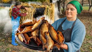 Smoking Fish the Ancient Way Using a Handmade Reed Smoker [upl. by Ailaham]