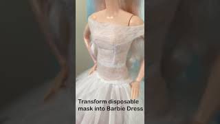 DIY Barbie Crafts Transform disposable mask into Barbie doll dress 👗 barbiecrafts barbiedress [upl. by Neelak]