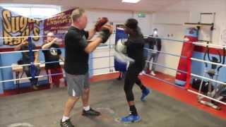 EXPLOSIVE  NIGEL BENN SHOWS HIS POWER ON THE PADS WITH HIS OLD TRAINER JIMMY TIBBS [upl. by Isus]