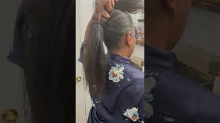 A Fuller Ponytail hack for straightened fine natural hair 🙌🏾 [upl. by Eyatnod]