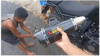 Installing Akrapovic Exhaust  Himalayan  Raw Clips [upl. by Ahen]