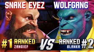 SF6 ▰ SNAKE EYEZ 1 Ranked Zangief vs WOLFGANG 2 Ranked Blanka ▰ Ranked Matches [upl. by Rednav110]