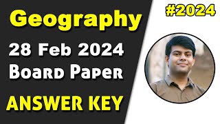 Geography 2024 Exam Answer Key  Class 10th [upl. by Eillo]