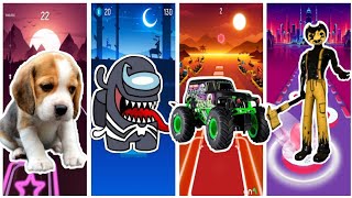 Borzoi dog 🆚 Among us 🆚 Monster jam 🆚 Bendy  Tiles Hop Edm Rush 🏆 [upl. by Hunfredo]