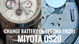 Replace battery on Festina F16291 miyota os20 clock work festina watchrepair watch miyota os20 [upl. by Anaicul]