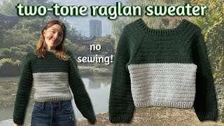 Easy Crochet Raglan Sweater Tutorial  NoSew Crochet Sweater [upl. by Eeldarb913]