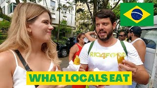 MUST TRY BRAZILIAN STREET FOOD  Local Market Tour ft rio4fun [upl. by Helsie]