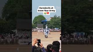 Daredevils stunts at Know Your Army event Raipur army india forceindia indianarmy raipur [upl. by Unhsiv545]